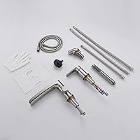 Vista 7 de Grifo de bañera romana en cascada de níquel cepillado, grifos de baño con ducha de mano