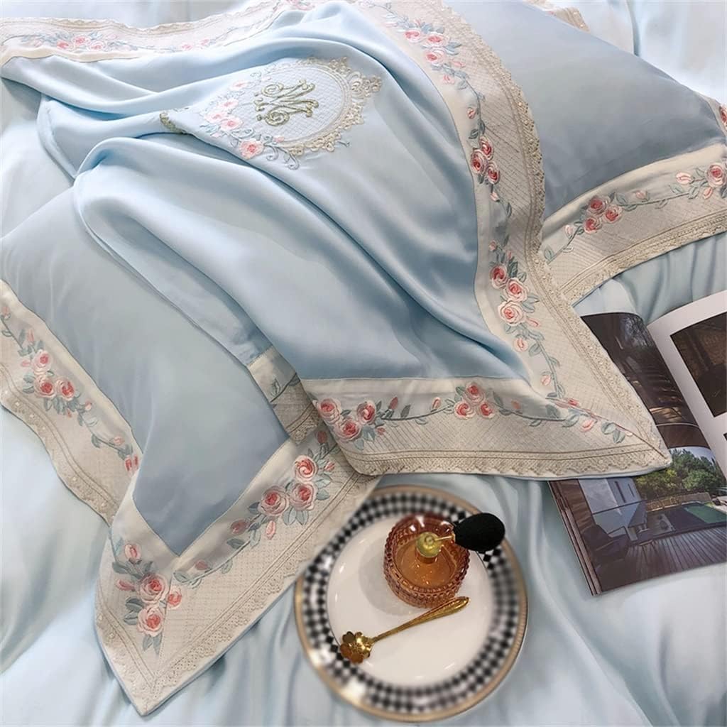 Floral Embroidered Duvet Cover Bedding Set Sheet and Pillowcase Soft and Comfortable Home Textiles (Color : D, Size : 220 * 240cm)