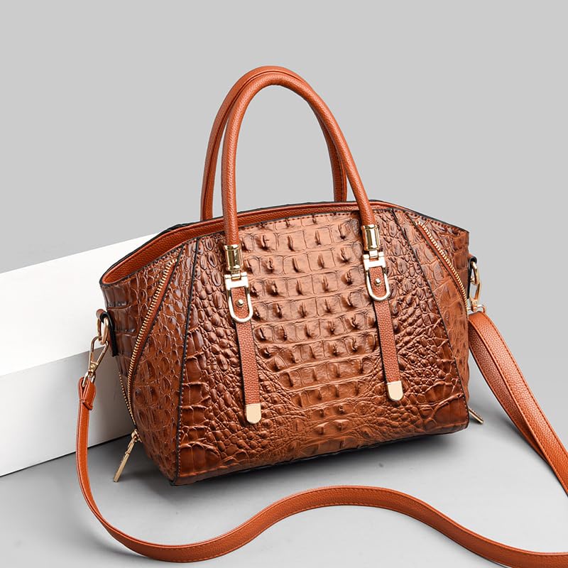 Image of Trendy Crocodile Handbags for Women: Large Capacity Leather Handbag Crossbody Bags with Shoulder Strap Ideal Choice