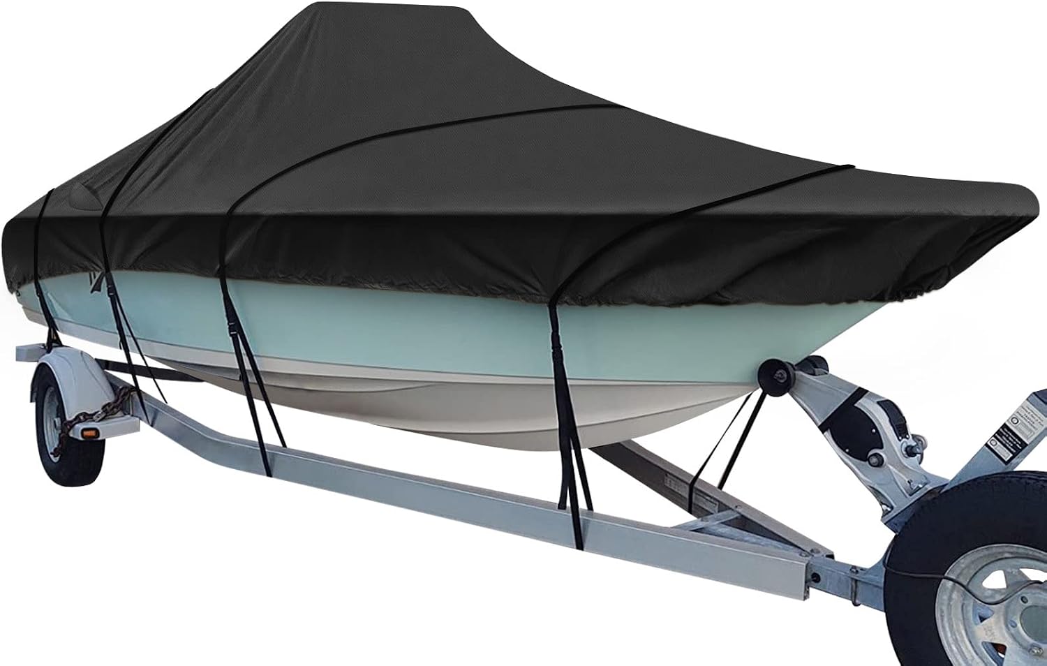 iCOVER Trailerable Boat Cover, 600D Heavy Duty Boat Cover Fits V-Hull Center Console Boat 20ft-22ft Long and Beam Width up to 116in, Windshield Height up to 30in, Boat Cover Support Pole Included