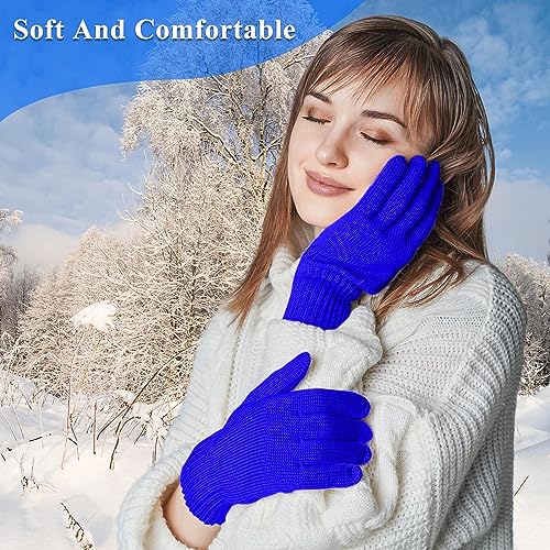 KXCOFTXI 12 Pairs Adult Winter Gloves, Kids Colorful Knit Gloves, 8 Color Mixed Loading, 2 Sizes, Bulk Cold Sports for Driving and Sports3