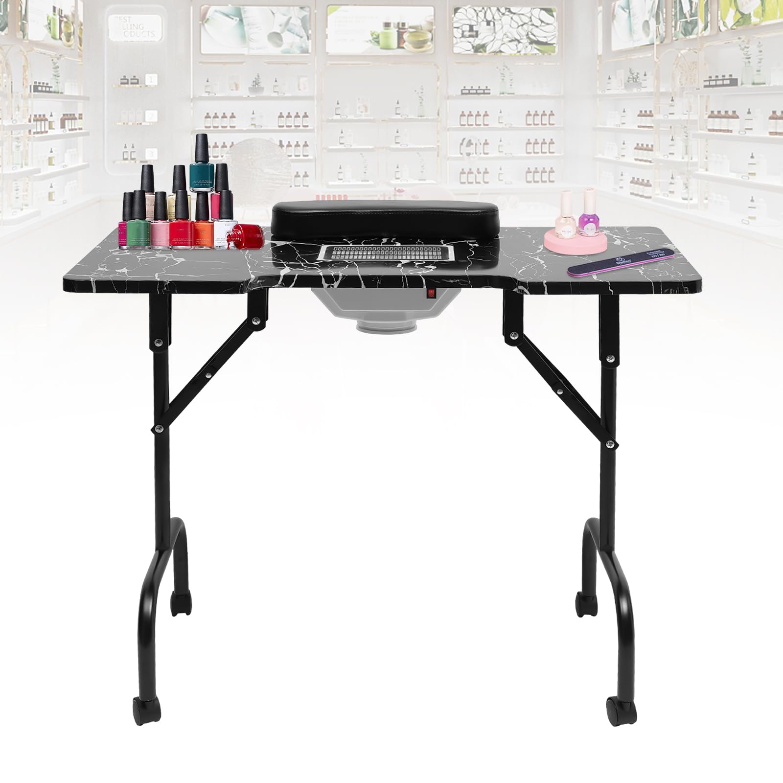 Tavolo per manicure portatile, pieghevole, per manicure, 90 x 40 x 72 cm, per manicure, casa, spa