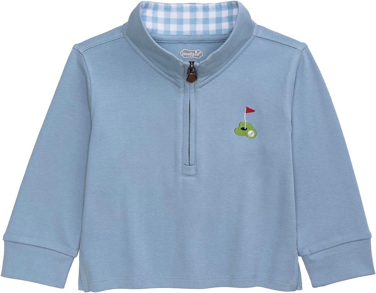 Mud Pie Toddler Boy Blue Golf Quarter Zip Pullover
