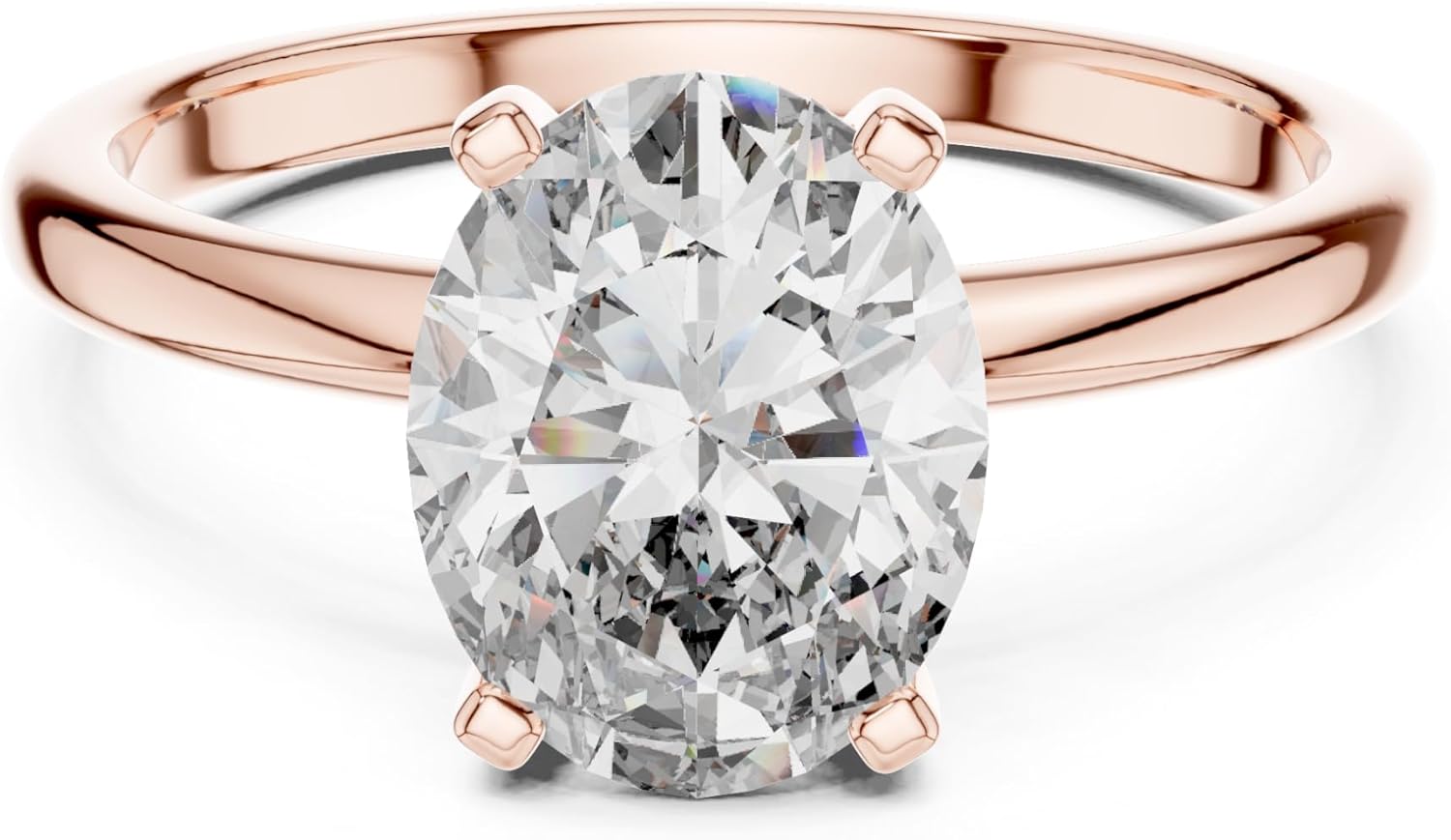 White Gold & 925 Sterling Silver Wedding Ring 1-2-3-4-5 Carat Lab Grown Diamond Ring Oval Cut Engagement Ring Four Prong Set Solitaire Diamond Ring Sister's day Gift F-122