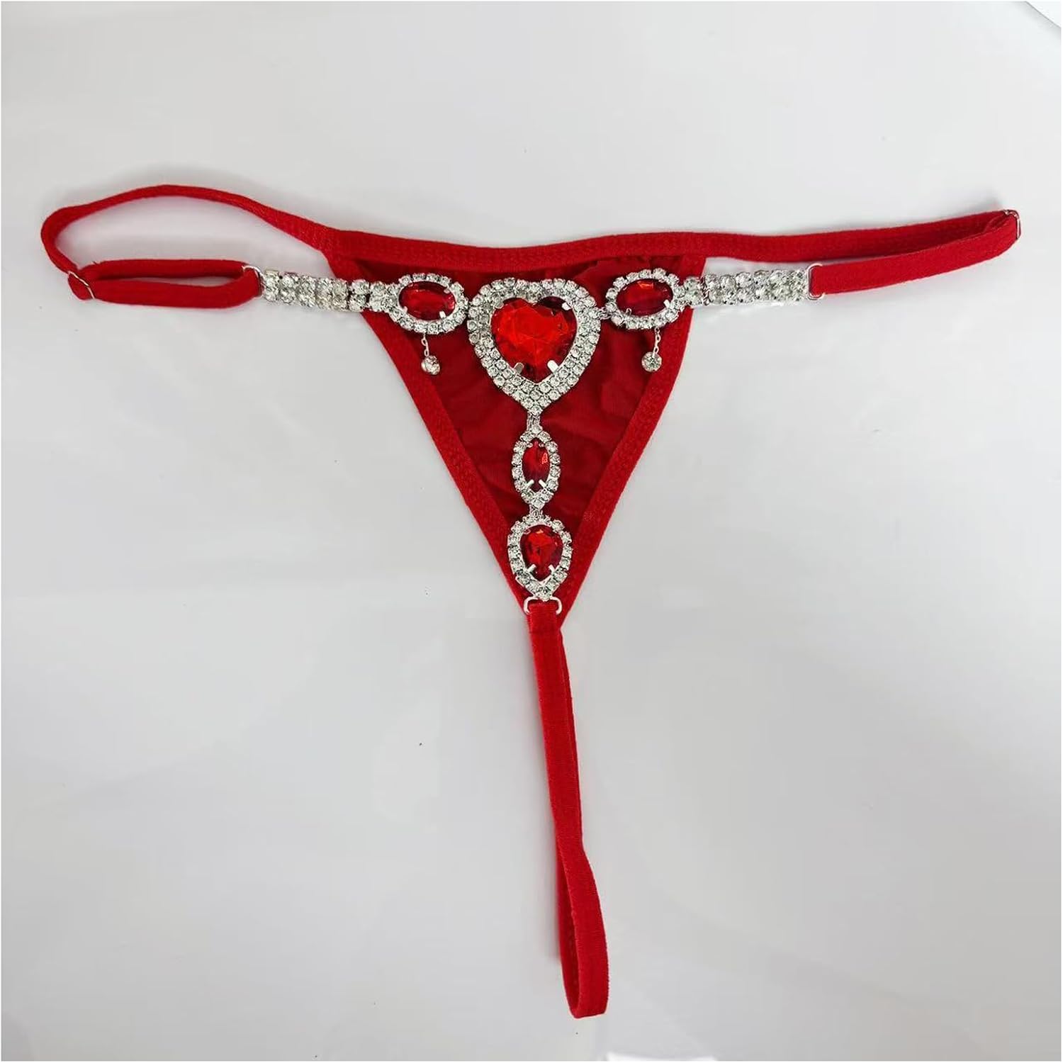 Silver Rhinestone Heart Drop Thong Panty Jewelry Crystal Chain Thong Summer Bikini Festival Rave Panties Chains Body Accessories Jewelry for Women
