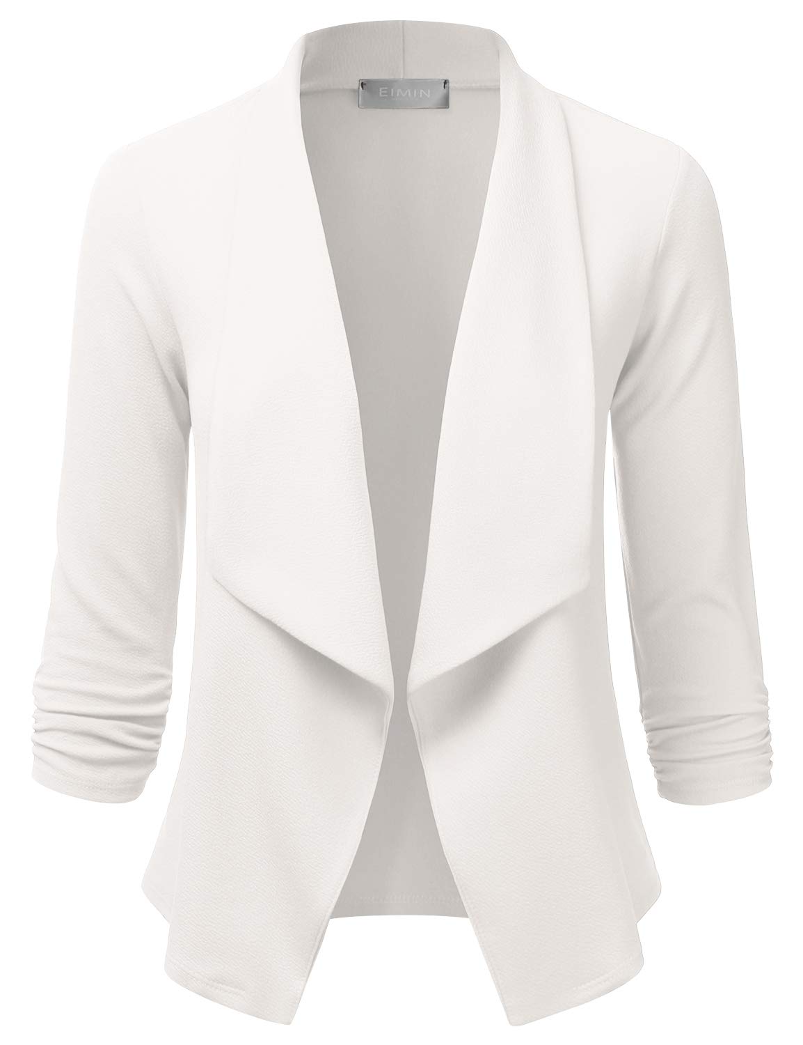 Women's Lightweight Stretch 3/4 Sleeve Blazer Open Front Jacket (S-3XL)