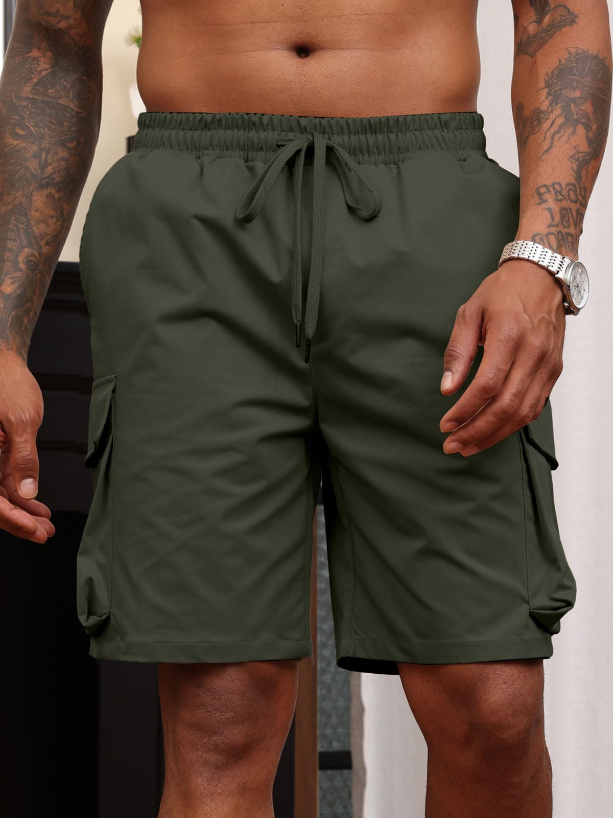 Halfword Pantaloncini Uomo Cargo Corti Casual Shorts Tasche Cotone Coulisse Estivi