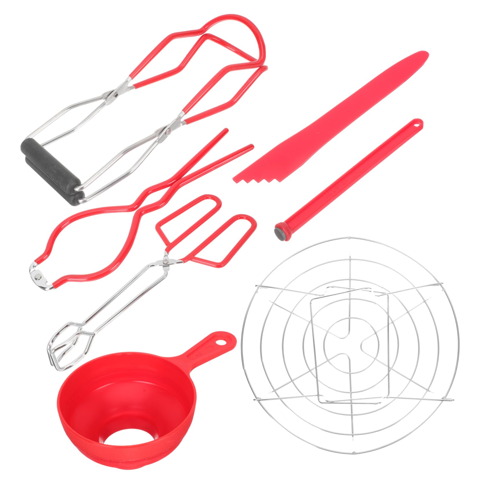 OUNONA Set Ustensiles Cuisine Professionnelle pour Mise en Conserve Pinces à Bocaux, Support à Couvercles, Acier Inoxydable et Silicone, pour Fabrication de Confiture