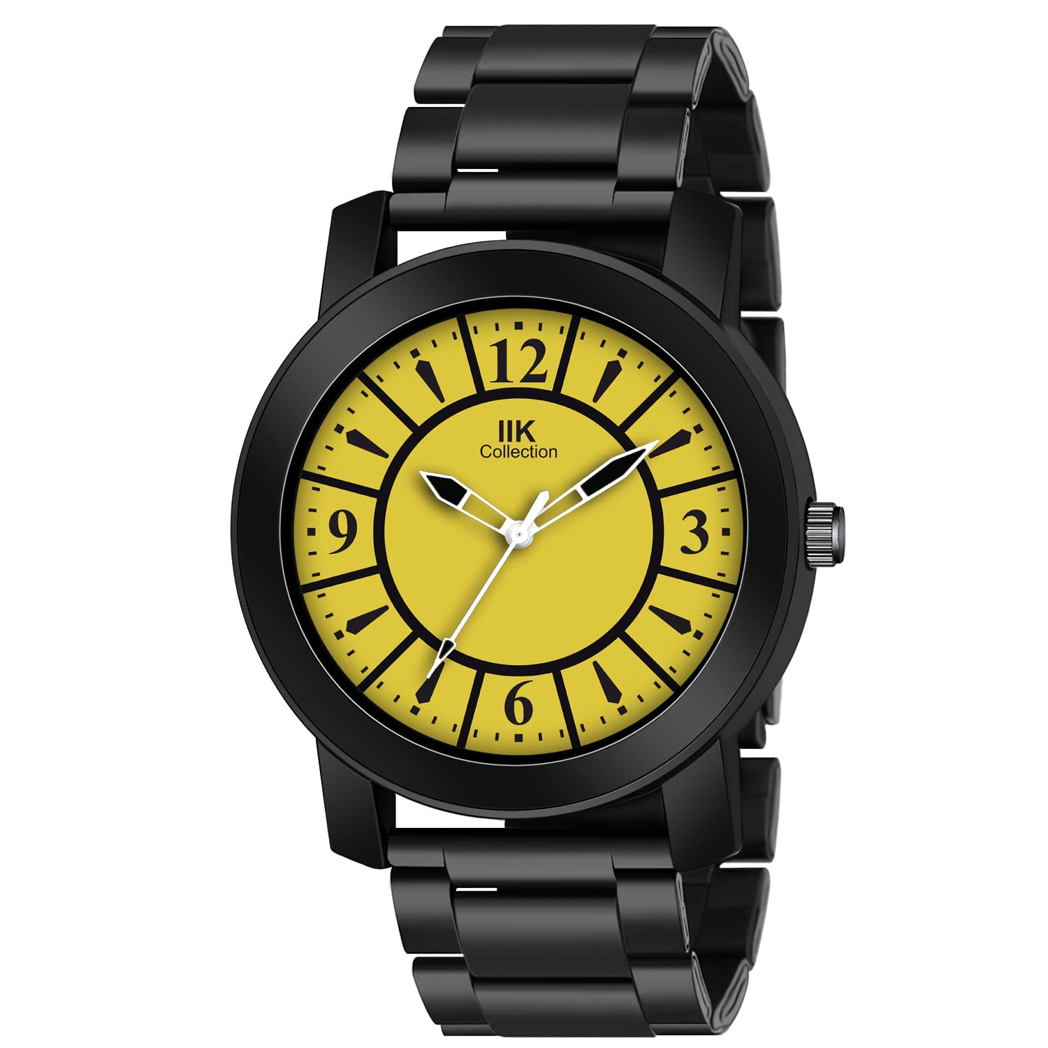 IIK COLLECTION Round Block Design Dial Metalic Bracelet Chain Strap Analogue Wrist Watch for Men and Boys (B0B3HZBNTC) Amazon Price History, Amazon Price Tracker