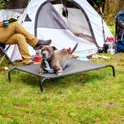 Image of FurHaven Elevated Pet Cots - Cooling & Breathable Nylon Mesh Hammock for Dogs /Easy-to-Assemble / / Durable and Reinforced /Perfect for Rest & Relaxation Outdoors - Graphite Gray, Medium