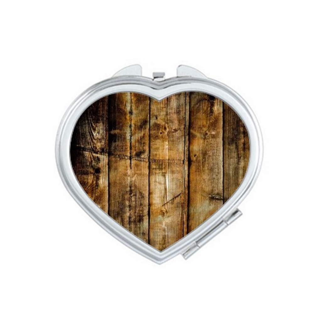 Tan Black Wood Retro Olded Irregular Mirror Travel Magnification Portable Handheld Pocket Makeup