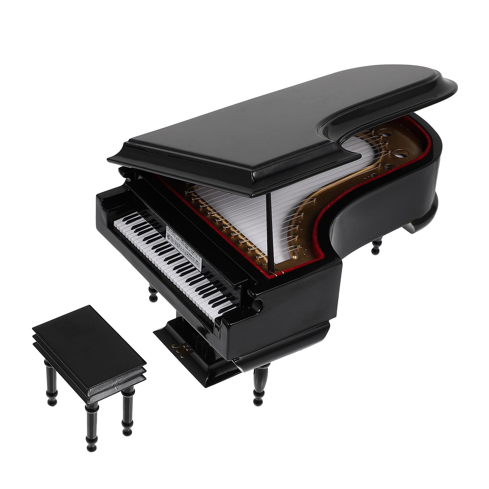 Caja de Música de Escritorio Modelo de Piano Negro, Decoración Portátil de Madera y Metal Adecuado para Obsequio de Cumpleaños o Adorno Único