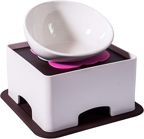 Miniatura 7 de WZ PET Cuenco elevado de cerámica para perros, juego de cuencos elevados ajustables para perros y gatos, antideslizante, plato de alimentación de