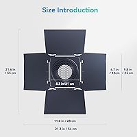 Vista 9 de SmallRig 8-Leaf Lighting Barn Doors with Bowens Mount Adapter, Damping Shaft Design, Color Gel Clip and Honeycomb Grid, for SmallRig RC 120/RC