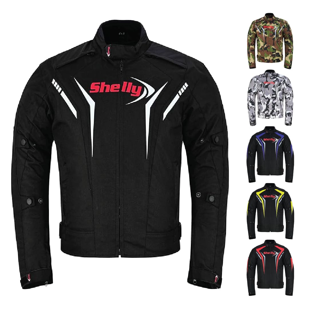 Shelly Veste de moto pour homme de qualité supérieure pour l'aventure/le tourisme avec tissu Cordura Veste coupe-vent d'été d'hiver pour la course et l'équitation