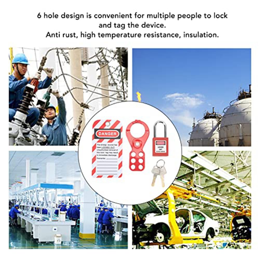 Set di lucchetti con chiusura a 6 fori, design di sicurezza a prova di manomissione, per apparecchiature industriali (grillo da 25 mm)