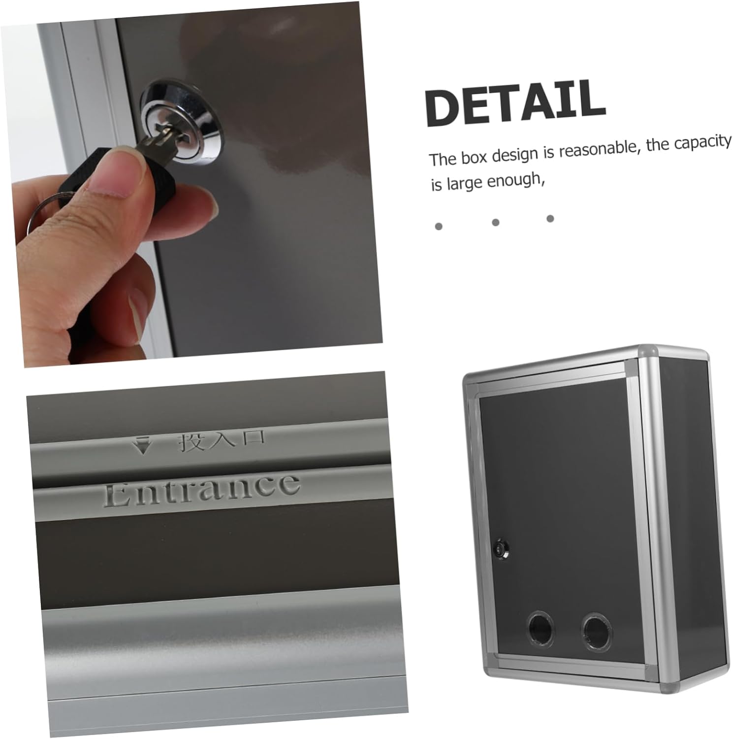 Aluminum Alloy Wall Mount Suggestion Box Mailbox Stand Locking Storage Bin Office Factory Work Unit Capacity Confidential Mail Storage