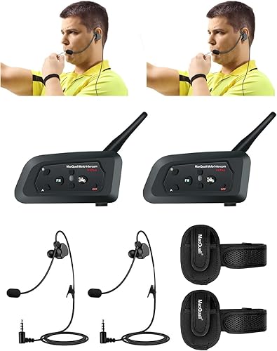 Maxquall Refcomm Headset 2V4 Full Duplex Fútbol Inalámbrico Fútbol Sistema de Comunicación de Árbitro (2V4 (auricular w L)