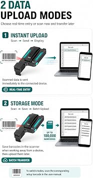 USB Barcode Scanner with Stand Bundle with Back Clip Phone Scanner