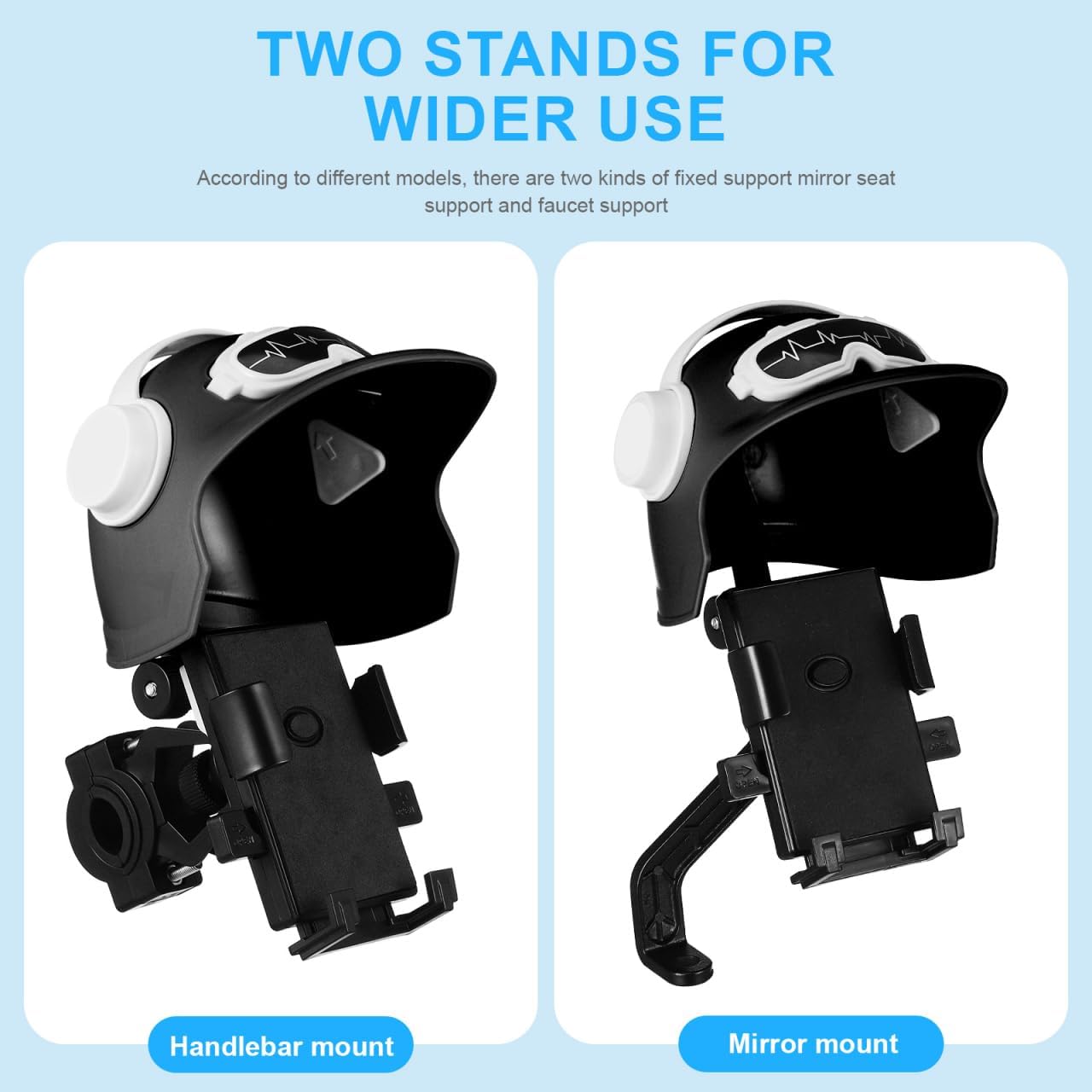 LALAFINA Waterproof Motorcycle Phone Mount with Sunshade Universal Bike Phone Holder Clamp for Rear Mirror Secure Grip Stand Compatible with Most Smartphones for Safe Riding