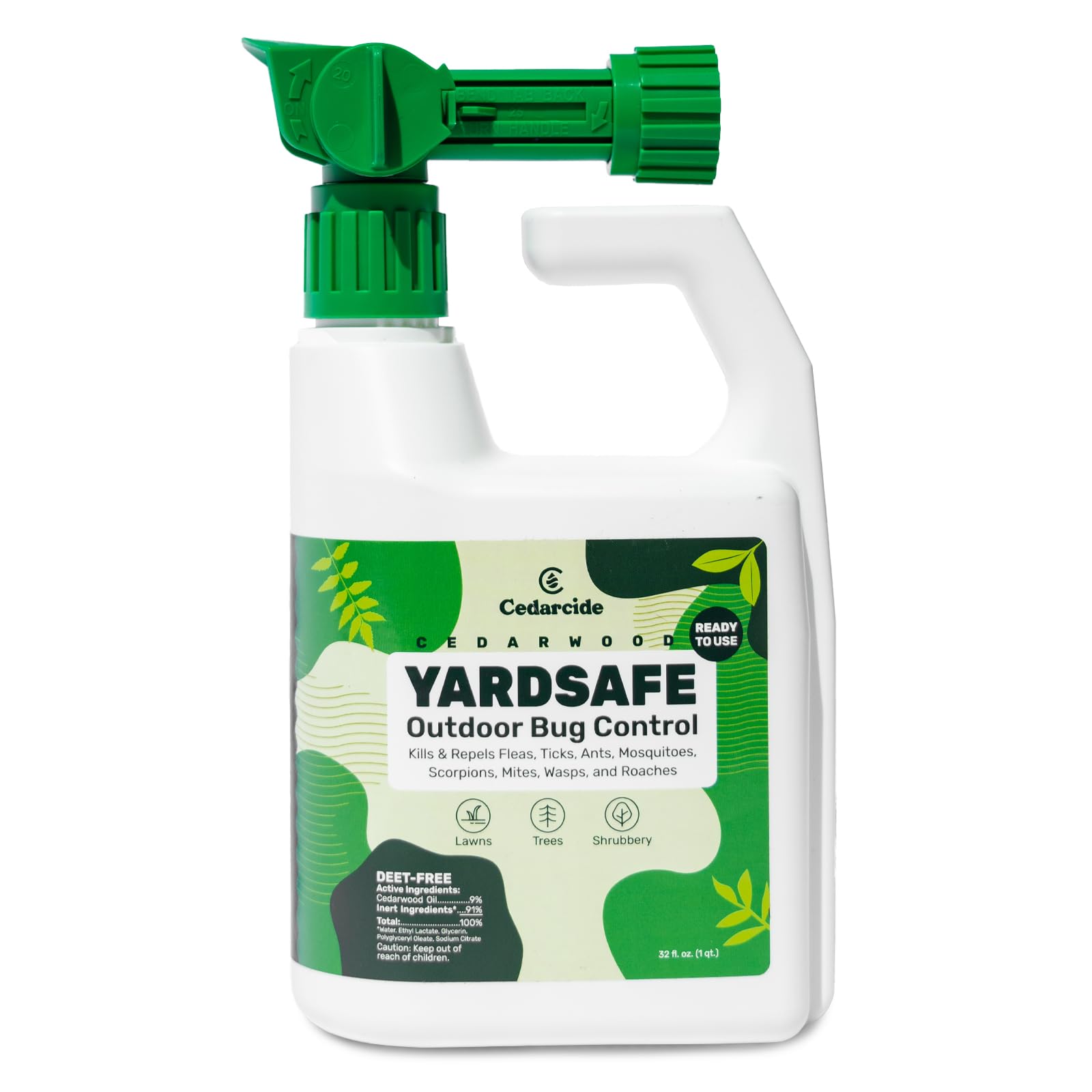 CedarcideYardSafe | Kills & Repels Mosquitoes, Ticks, Fleas, Mites & More with Natural Essential Oils | Family & Pet-Safe | Eco-Friendly | 1 Quart (32 Oz.)