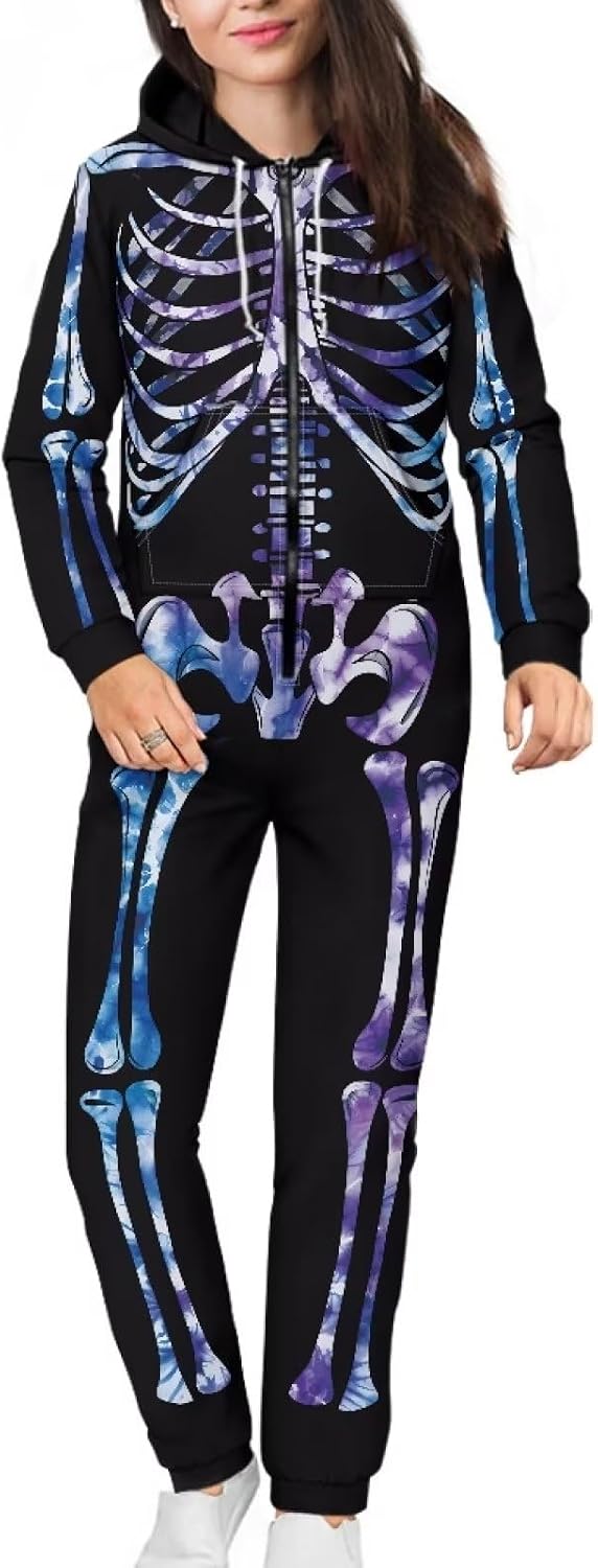 COEQINE Adult Onesies Pajamas for Women, Fall Sleepsuit Long Sleeves for Couple Family Jumpsuit Plus Size S-4XL
