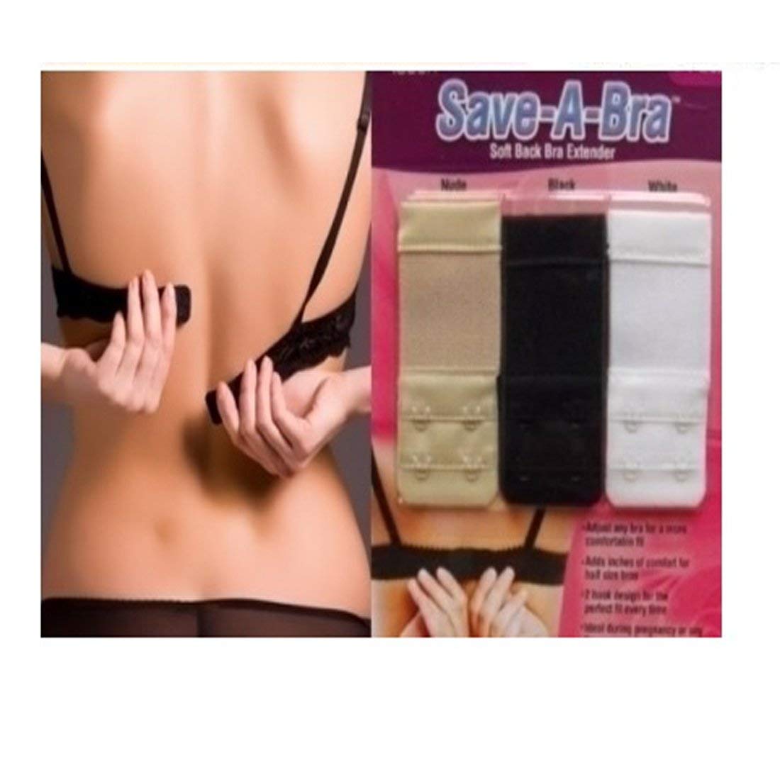 Whitecloud TRANSFORMING HOMES Save-A-Bra Bra soft back bra extender Pack of 3 JS12