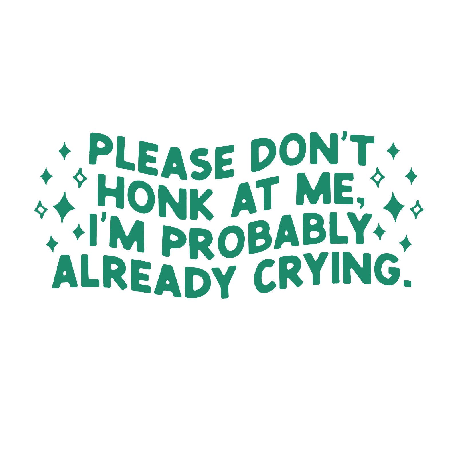 Stickers for Adults Green Please Don't Honk At Me, I'm Probably Already Crying Waterproof Vinyl