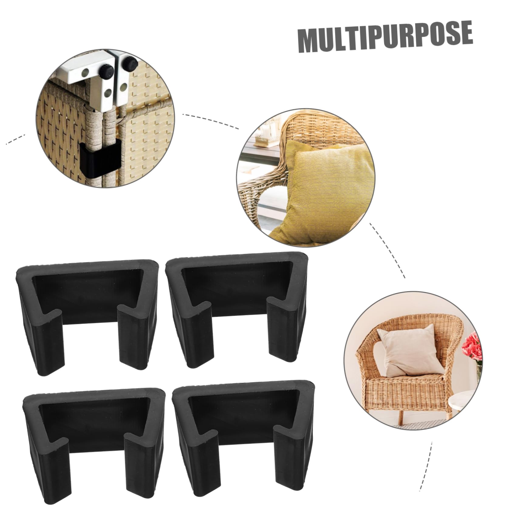 PRETYZOOM 4pcs Sturdy Chair Clip Creative Sofa Fastener Rattan Furniture Clamp for Home Office Living Bedroom Use Black