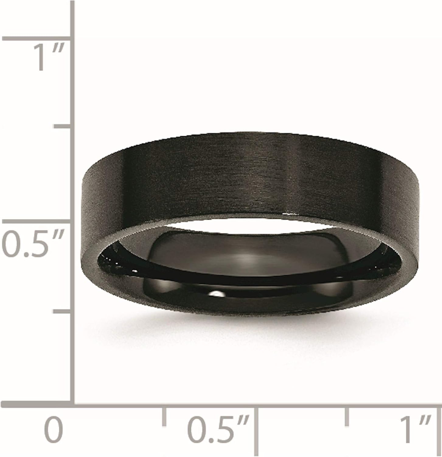 Chisel Stainless Steel 6mm Black IP-Plated Brushed Flat Band (Width=6)