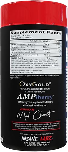 Miniatura 2 de Insane Labz Kill H2O, diurético infundido con AMPiberry, reduce la retención de agua y el alivio de la hinchazón con raíz de diente de león y
