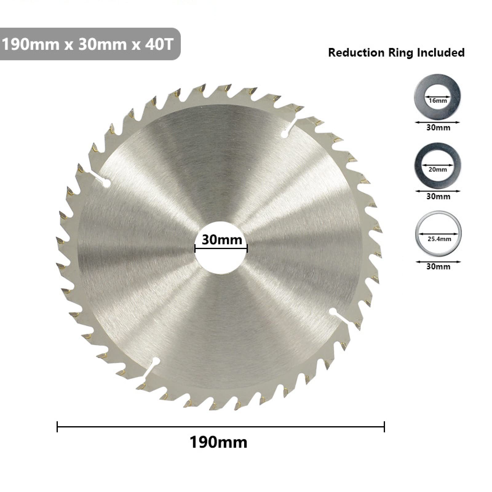 Lama for Sega Circolare 190x30mm 40T Universale for Legno Duro e tenero Utensile da Taglio Multifunzionale(190 * 30 * 40T)