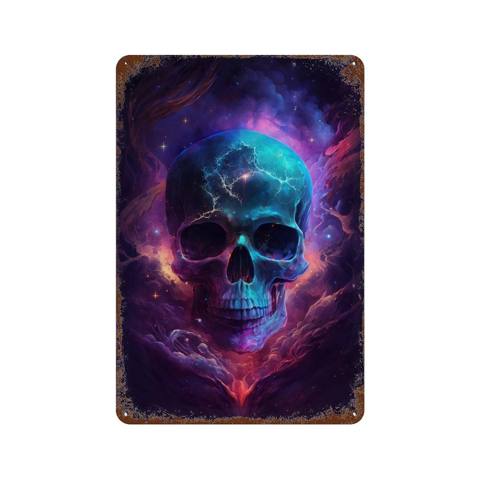 Galactic Skull Artwork Retro Metal Sign 11.8"x7.9", Ideal for Basement, Hobby Room And Garage Decor