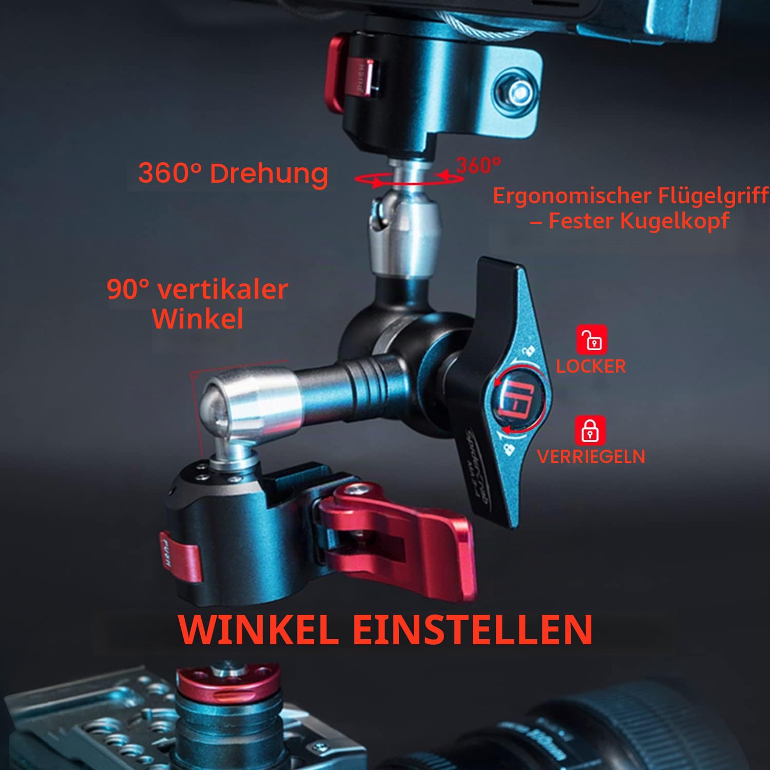 IFOOTAGE 7inch Kamera Magischer Arm Magic Arm,Aluminium Gelenkarm mit Kaltschuhhalterung und Mini-Kopf,für DSLR-Kamera-Rig/LCD-Monitor/Actionkamera，Max. Belastung 13.2lbs/6kg,Spider Crab MA3-4