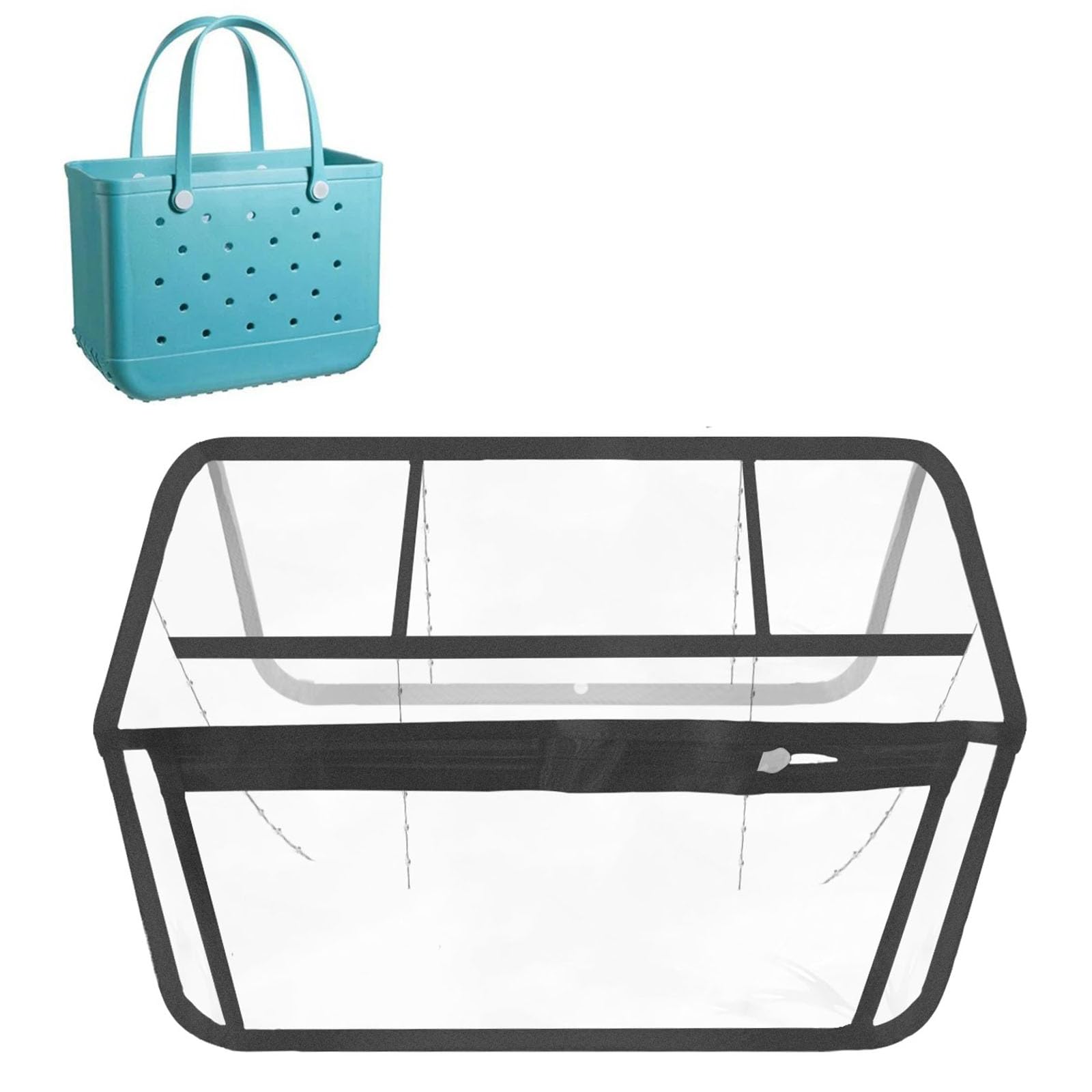 Organizador de bolsas de playa grande con divisor transparente para bolso Bogg Bag Y014Black-L
