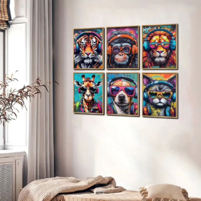 Amazon.com: 6pcs Colorful Graffiti Animals Canvas Wall Art Gamer