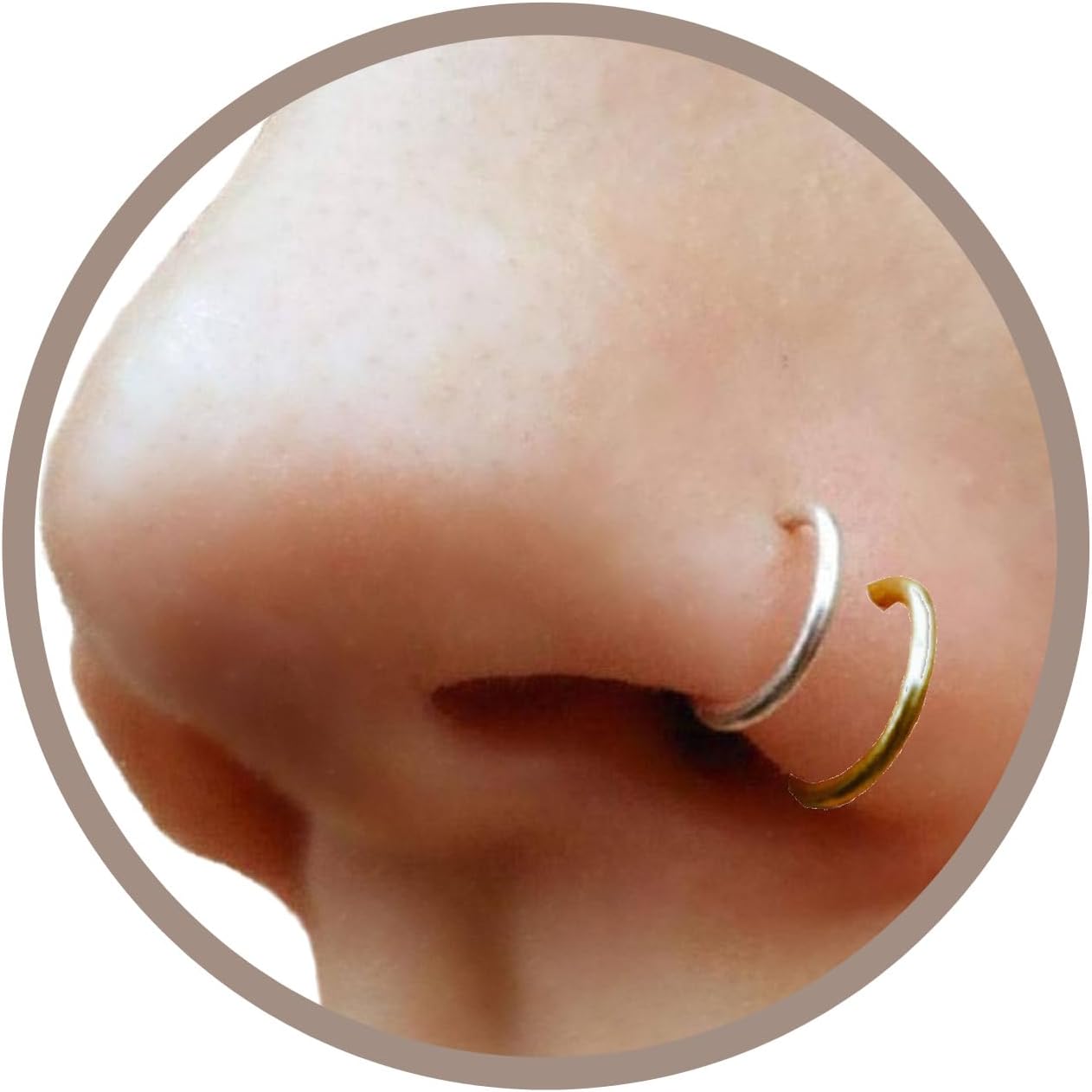 One Pair Fake Clip On Nose Rings 20g - Tiny Faux Piercing Hoops - No Piercing...