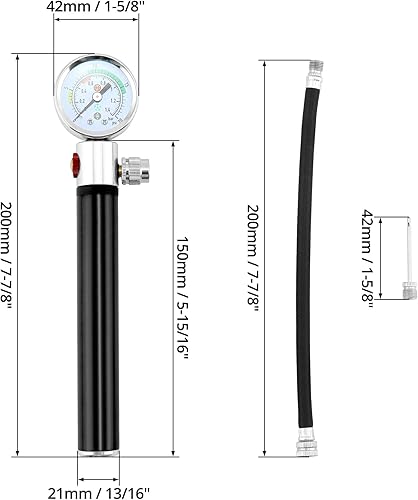 Miniatura 6 de QWORK Bomba de aire de pelota deportiva con manómetro, bomba de baloncesto, bomba de voleibol, bomba de aire potente para pelota de fútbol, bomba de