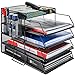 Yecaye Briefablage Metall, 5.Stock Dokumentenablage stapelbar, Schreibtisch Organizer schwarz mit Stifthalter für Büro,Papier,Brief,Dateien,Organizer Büro,Tischorganizer Schreibtisch