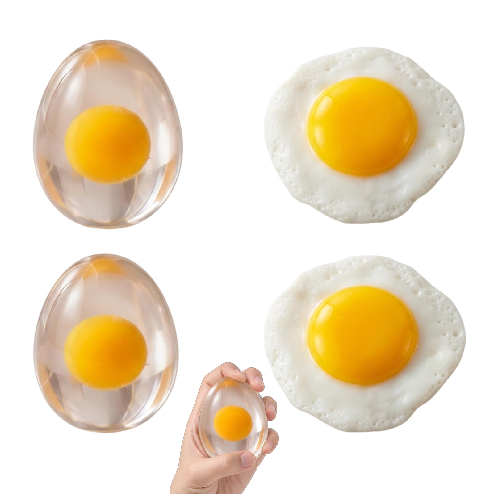4 PCS Egg Squishy, Realistic and Fun - Designed, Decorative Items, Ideal for Home, Office Desk, Decor Enthusiasts and Collectors