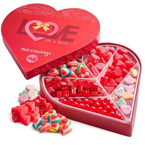 Vista 20 de NUT CRAVINGS - Cesta de regalo de nueces mixtas de Pascua en bandeja de madera reutilizable + cinta de corazón (12 surtidos) regalos de Ramadán
