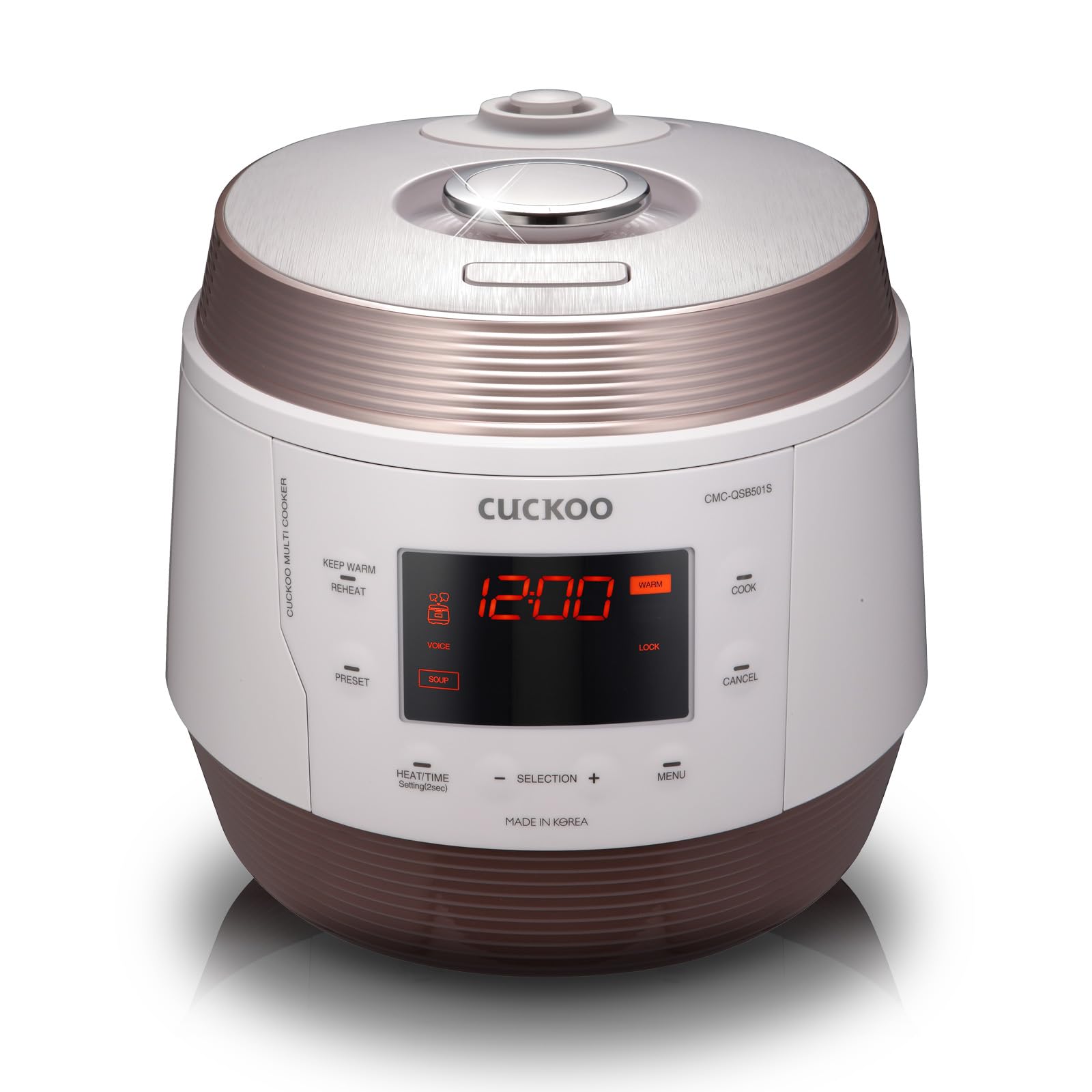 CUCKOO Electric Pressure Cooker 5QT, Versatile Slow Cooker with 10 Menu Options, High Pressure Food Steamer for Cooking, Instant Multicooker with Stainless Steel Non-Stick Inner Pot (CMC-QSB501S)