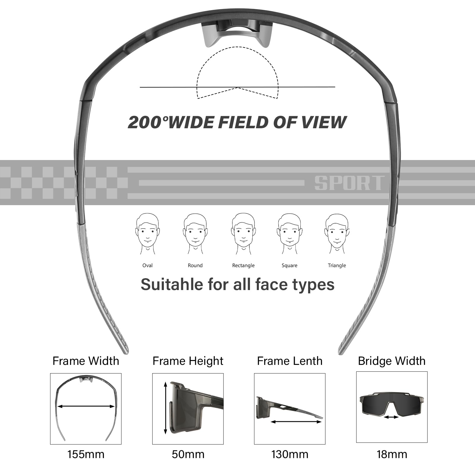 Polaryzacyjne sportowe okulary przeciwsłoneczne męskie jazda na rowerze jazda wędkarstwo ochrona przed promieniowaniem UV okulary przeciwsłoneczne lekkie duże oprawki gogle do roweru górskiego