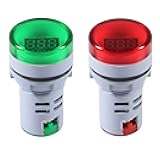 2PCS AC Voltage Meter, MELIFE Mini Digital LED Display Voltmeter AC 20-500V Voltage Meter Monitor 110V 220V Volt Detetor Signal Indicator Green Red Light Panel