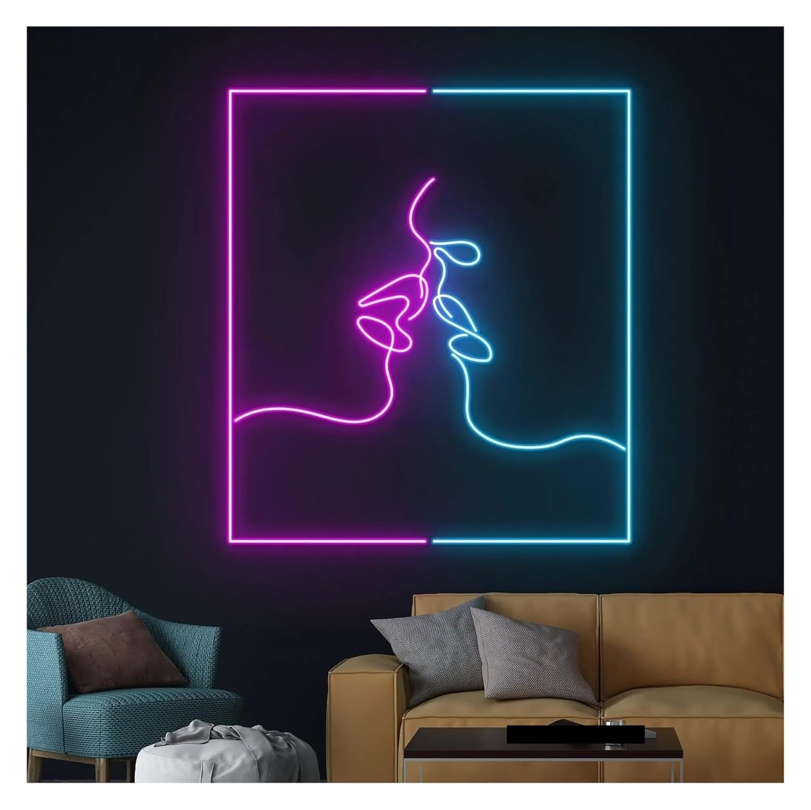 Letrero de neón Decoración de luz neón pareja besándose para letrero LED para San Valentín romántico cumpleaños