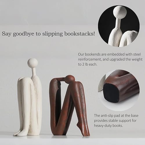 Miniatura 4 de Sujetalibros decorativos para libros pesados, soportes para libros de estatua de pensador para estantes y escritorio de oficina, decoración