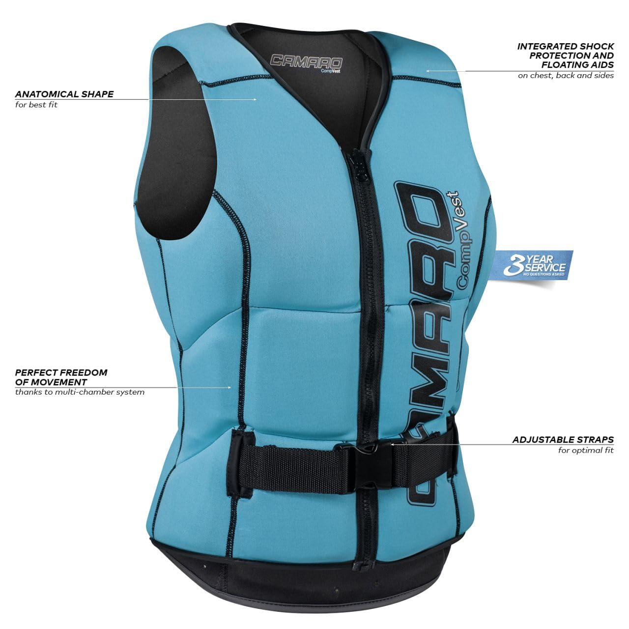 Camaro Comp Damen Slasher Neopren Prallschutz Weste Wakeboard Kite Wasserski Black/baia