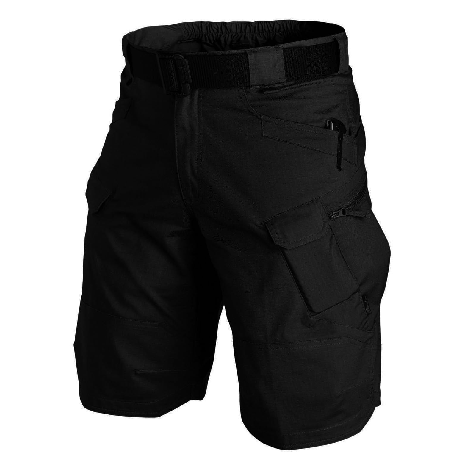 MOKBAY Bermuda Homme Ceinture Elastique Short Militaire 3XL Cargo avec Poche Short Pantalon de Travail Homme Ete Noir Running Tactique Chantier Vente Flash du Jour Et Soldes Noir 3XL