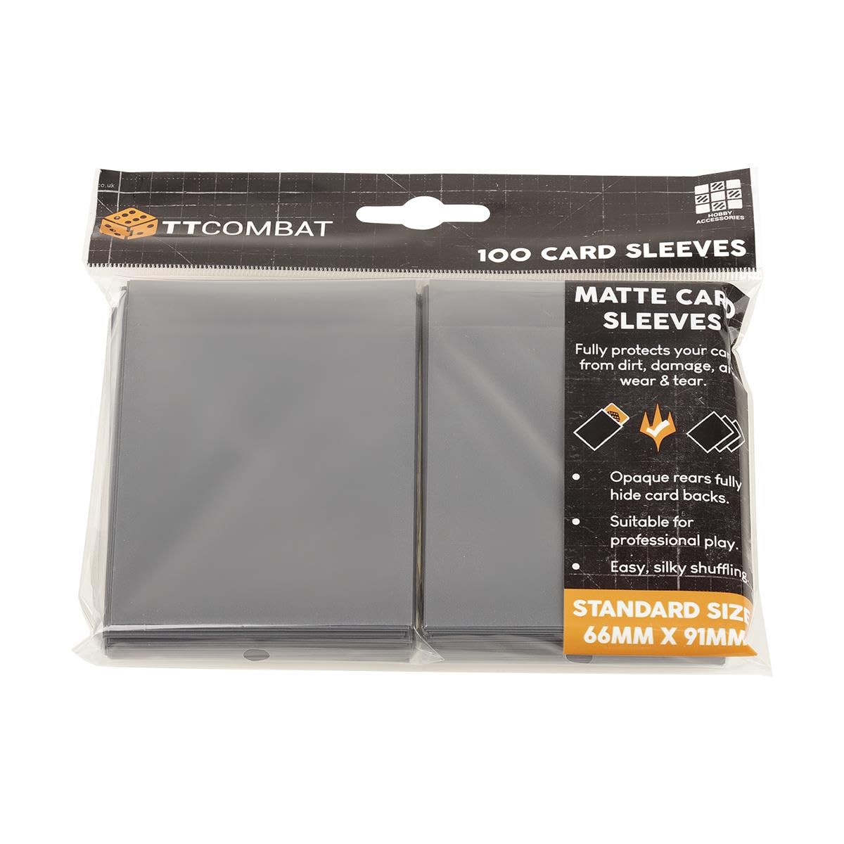TTCombat 100 Standard Card Game Sleeves - Grey