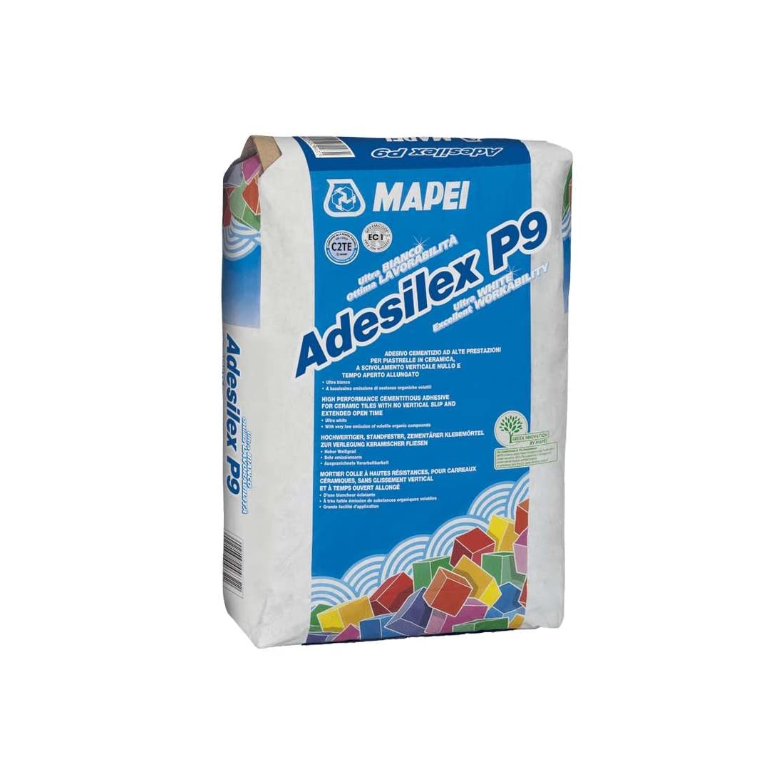 Adesivo cementizio bianco per incollaggio di piastrelle ceramiche e materiale lapideo 25Kg Adesilex P9 Mapei - Colore: BIANCO